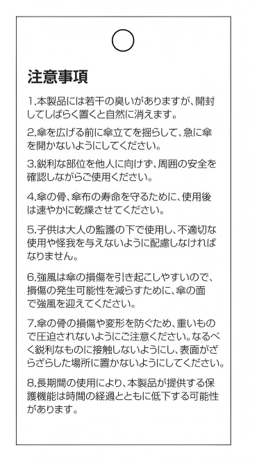 取扱説明書の裏面